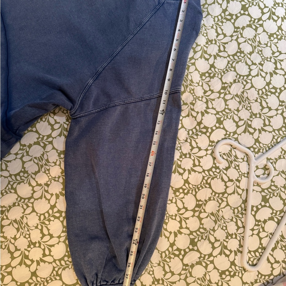 Free People Blue Hoodie Tunic with Lace Hem - Picture 6 of 6